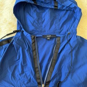 Royal Blue Hooded Raincoat with Water-Resistant Fabric